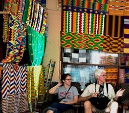 guests in Kente shop